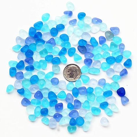 Amazon.com: Lilyhandmade 30 Piece Blue Aqua Cobalt Center Drilled Sea Glass Beads/Beach Glass Beads with Hole for Jewelry Making (Mini Size / 8-10 mm): Home & Kitchen Blue Items, Sea Glass Beads, Beading Projects, Arts And Crafts Supplies, Beach Glass, Amazon Art, Sewing Stores, Different Shapes, Jewelry Making Beads