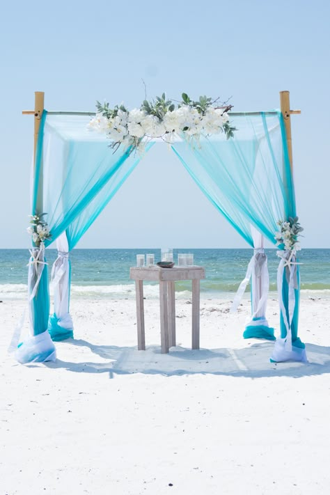 Arbors Wedding, Beach Wedding Arbors, Blue Beach Wedding, Beach Wedding Decor, Beach Wedding White, Beach Wedding Decorations Reception, Wedding Setup, Beach Wedding Bridesmaids, Dream Beach Wedding