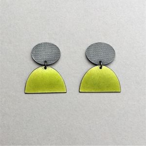 Annabet Wyndham Contemporary Silver Earrings, Tea Strainers, Vitreous Enamel, Green Texture, Bold Earrings, Contemporary Jewellery, Sunglasses Case, Coin Purse, Dangle Earrings