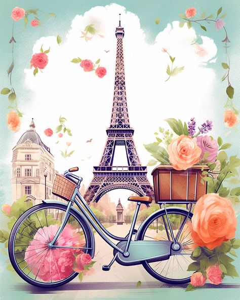 Diamond Painting - Paris in Bloom Paris Art Painting, Eiffel Tower Pictures, Paris Artwork, Eiffel Tower Photography, World Famous Paintings, Paris Art Print, Paris Painting, Paintings Famous, Paper Quilling Designs