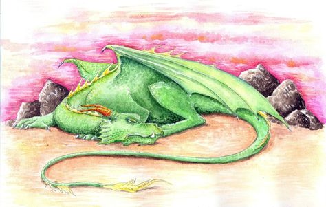 sleeping dragon by FasterHarderWesker on DeviantArt Sleeping Dragon Illustration, Sleeping Dragon Art, Dragon Sleeping Drawing, Sleeping Dragon Drawing, Dragon Laying Down, Sleeping Dragon Tattoo, Curled Up Dragon, Dragon Sleeping, Feathered Dragon