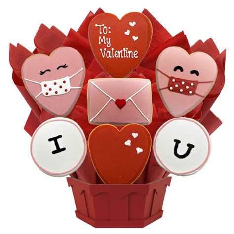 Valentine’s Cookies | Cookie Delivery | Cookies by Design Valentine Cookie Bouquets, Bouquet Cookies, Cookie Arrangements, Design Cookies, Valentines Party Food, Valentine Cookies Decorated, Valentines Day Sugar Cookies, Mouse Clipart, Cookies Cupcake