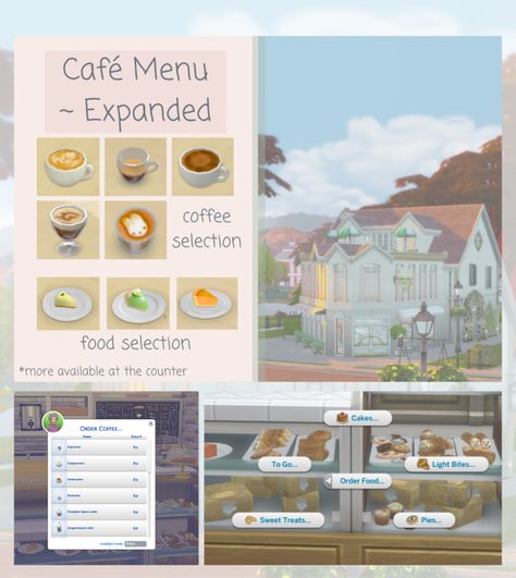 sims 4 cc ✨ Sims 4 Cafe Cc, Sims Cafe, Sims 4 Cafe, Matcha Cafe, Clothes Cc, Sims 4 Cas Mods, Sims Packs, Tumblr Sims 4, Casas The Sims 4