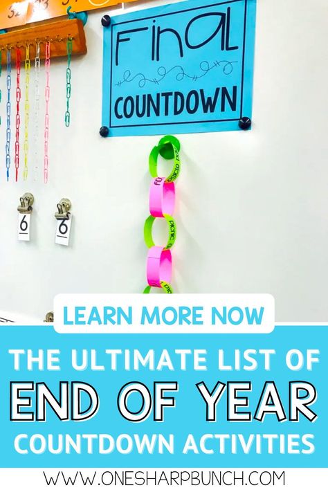 End Of Year Classroom Activities, Chain Link Countdown, Last Day Of School Countdown, End Of Kindergarten Activities, Graduation Countdown, Last Days Of School Activities, Last Days Of School Countdown Ideas, Summer Countdown Ideas, Countdown To Summer Ideas