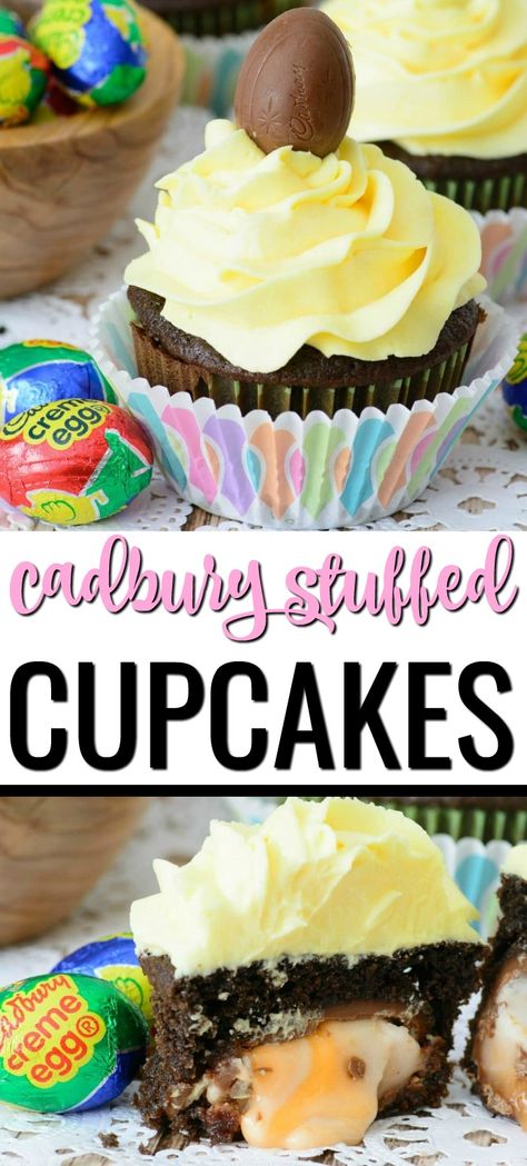 Cadbury Creme Egg Recipes, Cupcake Recipes From Scratch, Chocolate Cake From Scratch, Creme Eggs, Homemade Buttercream, Egg Cupcakes, Homemade Buttercream Frosting, Cadbury Creme Egg, Chocolate Cupcakes Moist