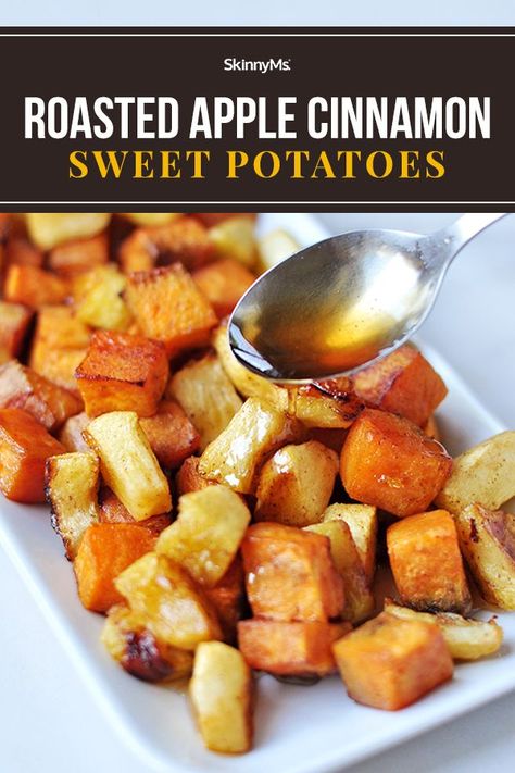 Blooming Potato Recipe, Cinnamon Sweet Potatoes, Sweet Potatoes Recipes, Cinnamon Food, Sweet Potatoes And Apples, Recipes Sweet Potato, Apple Sweet Potato, Vegetable Dinner, Caramelized Apples