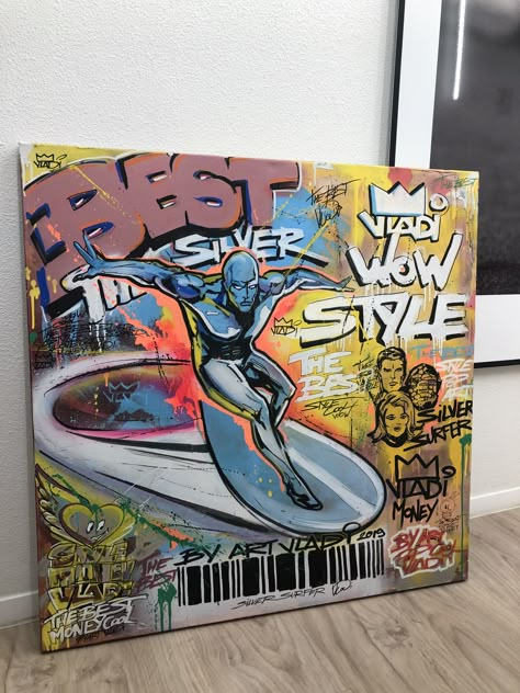 Comic Painting Pop Art, Street Style Painting, Surfer Painting, Graffiti Canvas Art, Crafts Drawing, Ib Art, Art Final, Painting Series, Canvas Drawing