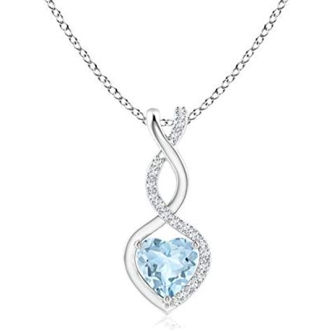 Aquamarine Infinity Heart Pendant with Diamonds (5mm Aquamarine) * Click image to review more details. (This is an affiliate link) #jewelry Link Jewelry, March Birthstone Jewelry, Solitaire Pendant Necklace, Infinity Heart, Heart Pendant Diamond, March Birthstone, Gift For Her Birthday, Solitaire Pendant, Natural Aquamarine