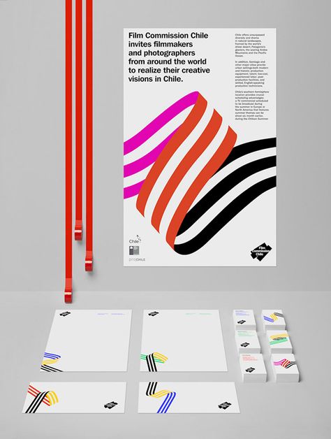 Film Commission Chile on Behance Visuell Identitet, Ribbon Logo, Visual Identity System, Typography Images, Visual System, Visual Identity Design, Graphic Design Studios, Design System, Corporate Design