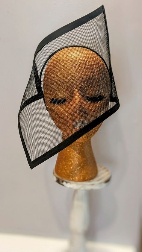 Black Bridal Veil, British Hats, Slick Ponytail, Mini Hats, Display Mannequins, Veiled Hats, Black Fascinator, Satin Headband, Headband Black