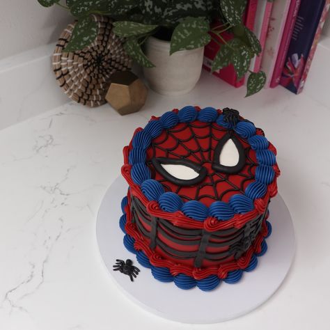 Spider-Man, but make it vintage 🕸️✨ - Cake Details - Size: Mini 6” (two layers) #spiderman #spidermancake #spidermanbirthday #birthday #cake #seattle #emmacakesseattle #seattlecakes #seattlebaker #seattlebirthday Spider Man Cake Simple, Spider Man Birthday Cake, Cake Ideas For Boys, Cake Spiderman, Spider Man Cake, Spiderman Birthday Cake, Simple Cakes, Cars Birthday Cake, Bakery Shop Design