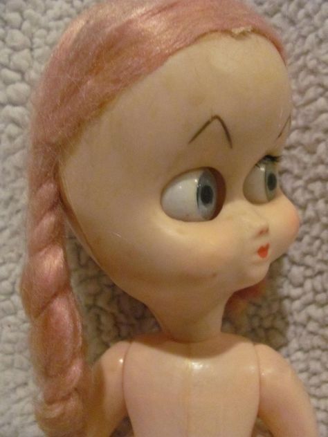 Pink Hair Braids, Hair In Braids, Creepy Toys, Nursery Toys, Haunted Dolls, Kewpie Dolls, Hair Braids, Doll Parts, Old Toys