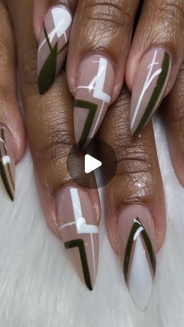 • The Nail Nest • on Instagram: "Olive, white, 🤍🫒🐻‍❄️ and geometric chic upgrade.
Subtlety reflecting inner elegance ✨ 
.
.
.
.
.
.
.
#NailArtDesigns #GeometricNails #OliveGreenNails #ManicureGoals #NailInspo #atlnails" Fall Abstract Nails, Abstract Nails, Elegant Nails, Green Nails, Nail Inspo, Nail Art Designs, Manicure, Nails, On Instagram