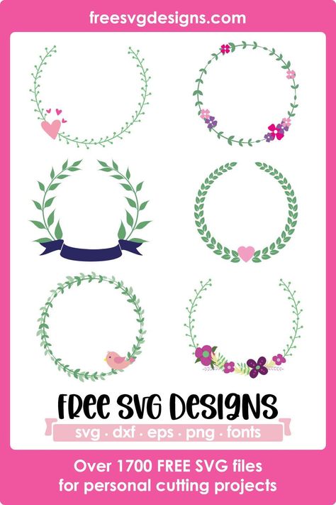 Free Svg Wreath, Floral Wreath Svg Free, Flower Wreath Svg, Floral Wreath Svg, Flower Svg Files, Cricut Mat, Free Svg Files For Cricut, Abstract Coloring Pages, Wreath Svg