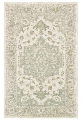 Bungalow Rose Alosio Hand-Tufted Sea Green Area Rug Sage Green Area Rugs, Sage Green Rug, House Rugs, Medallion Area Rug, Green Carpet, Cream Rug, Medallion Design, Classic Rugs, Green Area Rugs