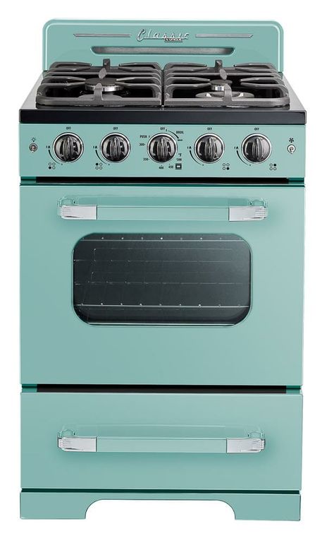 Retro stoves in turquoise, mint green, white and black - with a 30" range coming in 2021 - Oven Freestanding, Retro Stove, Unique Appliances, Retro Kitchen Appliances, Retro Refrigerator, Retro Appliances, Convection Cooking, Bottom Freezer Refrigerator, Kitchen Appliance Packages