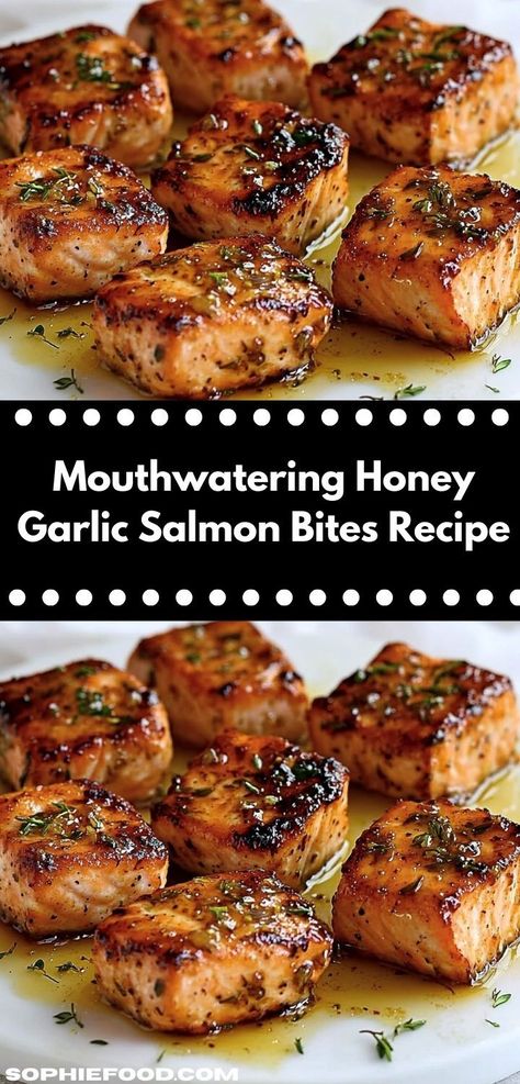 Searching for family-friendly dinner ideas? These Mouthwatering Honey Garlic Salmon Bites are not only quick to make but also rich in taste. Enjoy a delightful meal that brings everyone together around the table." Honey Garlic Salmon Bites, Garlic Salmon Bites, Salmon Bites Recipe, Quick Salmon, Salmon Soy Sauce, Salmon Bites, Honey Garlic Salmon, Honey Salmon, Kielbasa Recipes