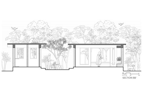 Court Fort | Compartment S4 Courtyard Section Architecture, Architectural Sections, Villa Ideas, Indoor Courtyard, Urban Farmer, Courtyard Design, Meeting Space, Internal Courtyard, House Sketch