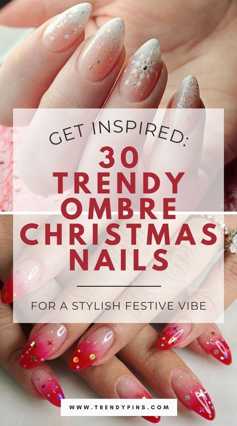 Xmas Ombre Nails, Ombre Xmas Nails, Holiday Nails Colors, Birthday Holiday Nails, Modern Christmas Nails Design, Hombre Christmas Nails, Ombre Christmas Nails Winter, Pastel Holiday Nails, Christmas Ombré Nails