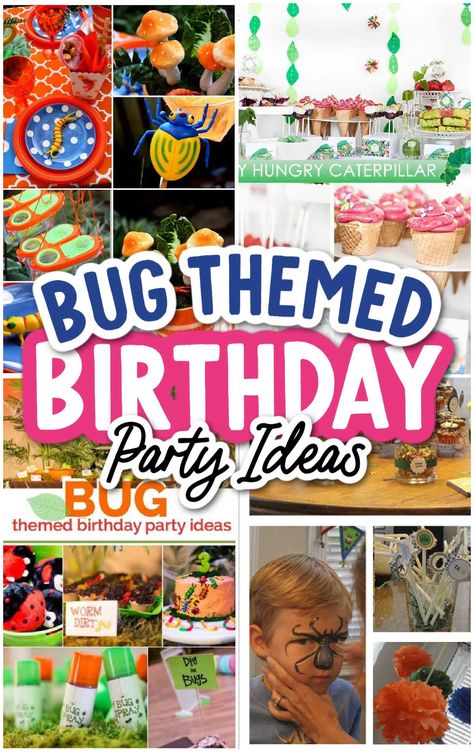 Bug Theme Party Favors, It’s A Bugs Life Party, Bug Themed Birthday Party Activities, Kids Bug Birthday Party, Bugs Theme Birthday Party, Bug Birthday Party Games, Creepy Crawly Birthday Party, Bug Party Activities, Girl Bug Birthday Party