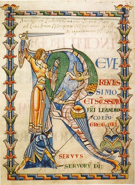 St Gregory the Great's Moralia in Job, Letter 'R', XIIc Di… | Flickr Saint Gregory, Art Through The Ages, Medieval Manuscript, Illuminated Letters, Medieval Art, Illuminated Manuscript, Art Plastique, Cross Stitch Patterns, Stitch Patterns