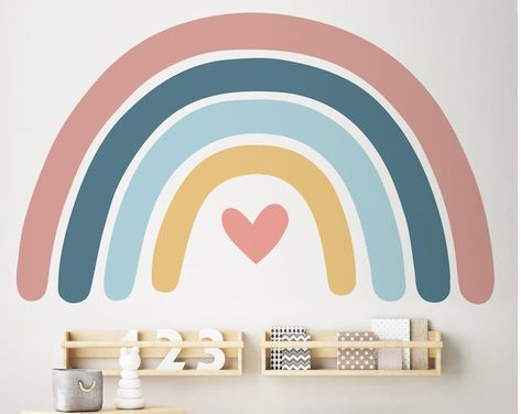 Mural Pink Dream Rainbow Boho Wallpaper Mural KM114 Rainbow - Etsy México Pink Wall Stickers, Playroom Mural, Rainbow Wall Mural, Pastel Rainbow Wall, Boho Rainbow Wall, Rainbow Decal, Rainbow Wall Decal, Nursery Stickers, Rainbow Canvas