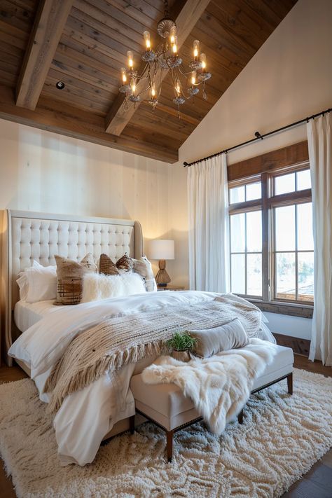 19 Delightful Rustic Bedroom Ideas to Copy Now Ranch Style Bedroom, Rustic Glam Bedroom, Lakehouse Cabin, Rustic Headboard Diy, Rustic Remodel, Rustic Bedroom Ideas, Rustic Headboard, Rustic Luxe, Master Room