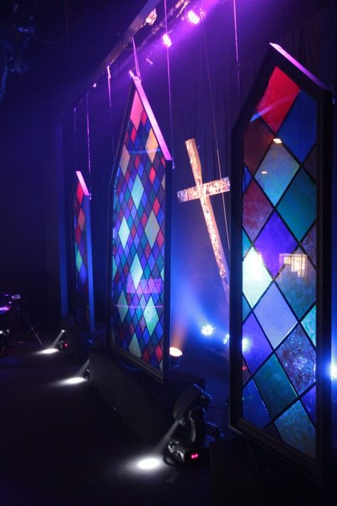 Sister Act Musical Set Design, Church Backdrop, Easter Camping, Church Stage Decor, Christmas Stage Design, Church Stage Design Ideas, Stage Ideas, Stage Designs, Christmas Stage