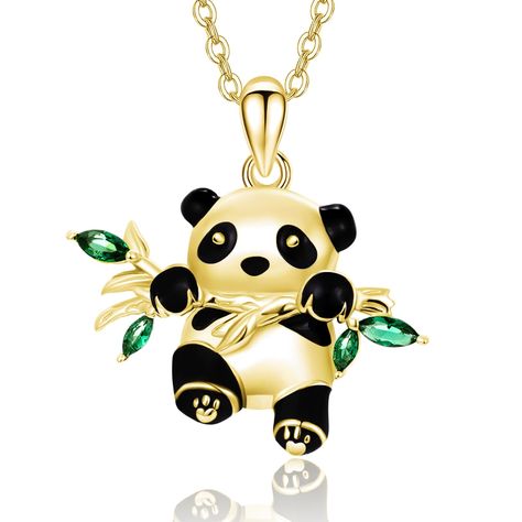 PRICES MAY VARY. 💖Panda Necklace Design 💖 : A lovely panda is holding bamboo, Round and full, slow and honest, very cute. we always hope that our loved people are healthy and happy,give the panda necklace to your lover. 💖MATERIALS💖 : We focusing on simple style. This gold panda necklace are crafted in 925 sterling silver gold plated and black enamel process. Highly polished, exquisite craftsmanship, nickel free, lead free, and hypoallergenic. They don't cause any allergic reaction, suitable Panda Jewelry, Panda Necklace, Family Ideas, Christmas Gifts For Wife, Bear Pendant, Necklace Design, Allergic Reaction, Wedding Parties, Animal Jewelry