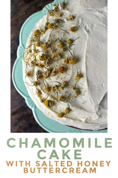 Chamomile Cake, Chamomile Recipes, Honey Buttercream, Veggie Desserts, Eclairs, Food Cakes, Tea Recipes, Cooking And Baking, Sweet Recipes