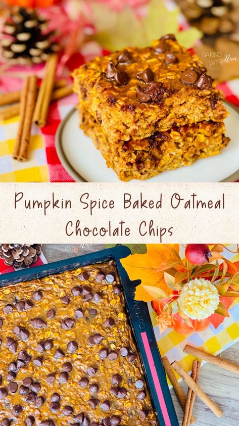 Ce Baked Oats au Potiron, Épices et Pépites de Chocolat n'est pas seulement un petit-déjeuner... C'est meilleur moyen d'accueillir les saveurs d'automne dans vos matinées cette saison! Pumpkin Chocolate Chip Baked Oats, Chocolate Chip Baked Oats, Cinnamon Sugar Recipes, Pumpkin Spice Recipe, Baked Oatmeal Recipes, Pumpkin Chocolate Chip, Fall Flavors, Baked Oats, No Sugar Foods