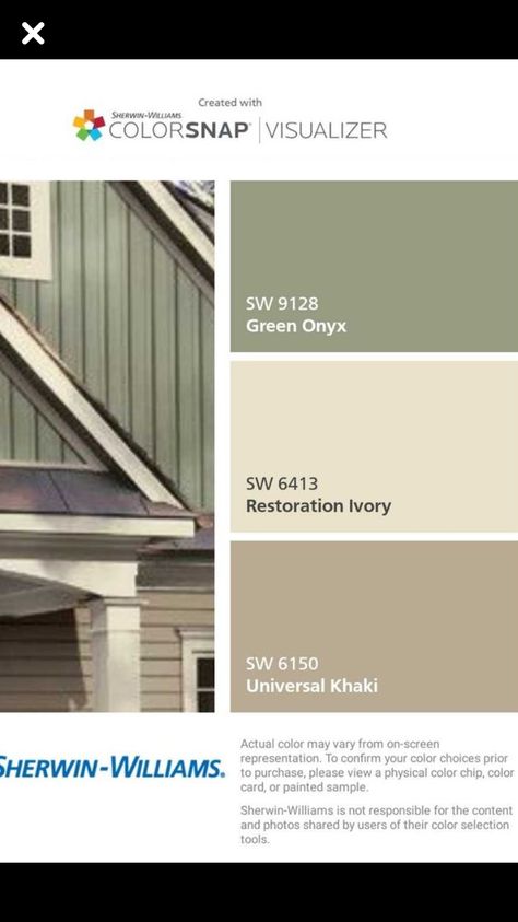 Sage Green And Brown House Exterior, Taupe And Green House Exterior, Sage Green House Exterior Color Palettes, Sage Green House Exterior, Green Home Exterior, Cottage Exterior Colors, Sage Green House, Exterior House Paint Colors, Green Exterior House Colors