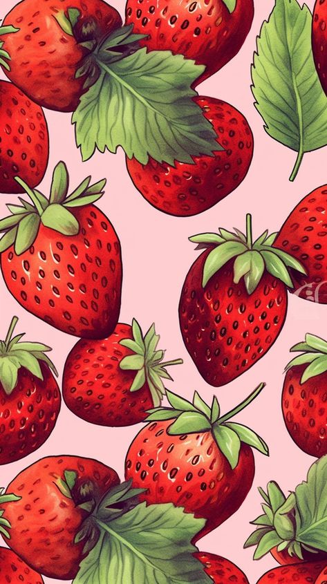 Red Strawberry Wallpaper, Wallpaper Strawberry Aesthetic, Fresas Wallpaper, Red Phone Backgrounds, Strawberry Pattern Wallpaper, Red Cute Wallpaper, Strawberry Wallpaper Iphone, Strawberry Lockscreen, Pink Strawberry Aesthetic