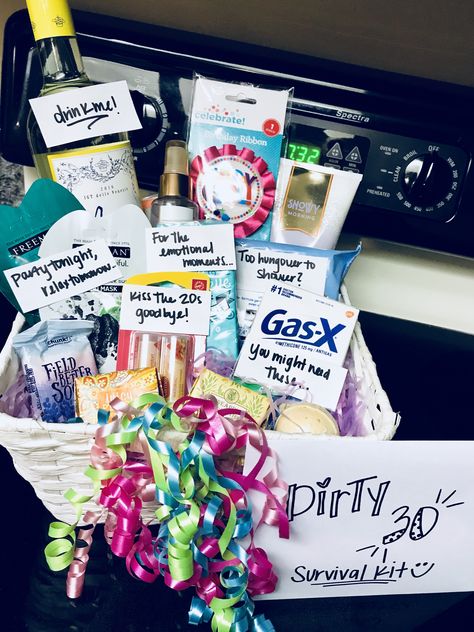 Dirty Thirty Survival Kit! 30 Birthday Survival Kit, 30th Survival Kit For Her, Funny 30th Birthday Gift Basket, 30th Birthday Survival Kit For Her, 40th Survival Kit For Women, 30 Survival Kit 30th Birthday, 30th Birthday Box Gift Ideas, 40 Survival Kit Birthday Woman, 30th Gift Basket For Her