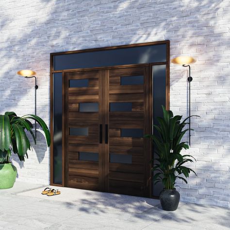 Wooden double door entrance