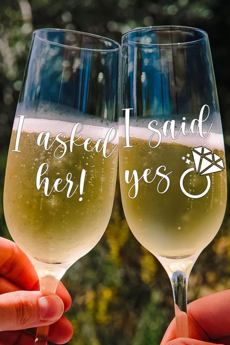 Engagement Glasses Cute Ideas, Countdown Quotes, He Asked She Said Yes, She Said Yes Engagement, Beach Proposal, Personalized Champagne Flutes, Champagne Bar, She Said Yes, Pics Ideas