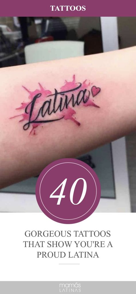 40 Gorgeous tattoos to show your Latina pride. #latinotattoos #latinatattoos #proudlatinatattoos Latina Word Tattoo, Latino Tattoo Ideas, Mexican Pride Tattoo For Women, Latina Tattoo Ideas Mexican Art, Meaningful Mexican Tattoo, Latina Tattoos For Women, Latina Pride Tattoo, Mexican Tattoos For Women, Mexico Tattoo For Women