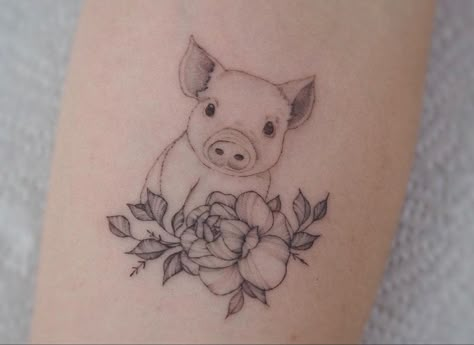 Adoption Tattoo, Farm Tattoo, Pig Tattoo, Cowgirl Tattoos, Bestie Tattoo, Cross Tattoos For Women, Vegan Tattoo, Bff Tattoos, Cute Little Tattoos