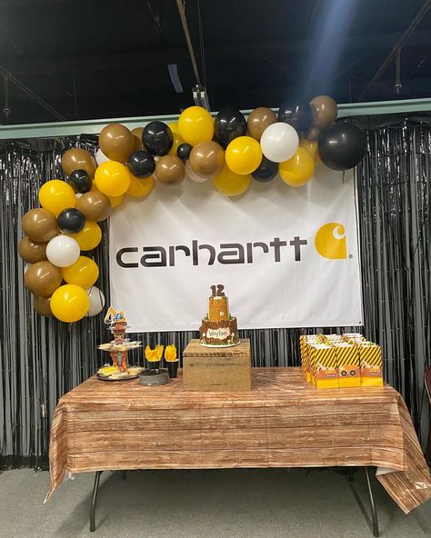 Carhartt First Birthday Theme, Carhartt Theme Birthday, Carhartt Baby Shower Ideas, Carhartt Baby Shower, Carhartt Birthday Party, Carhartt Birthday, Helpful Things, Dirty 30, First Birthday Themes