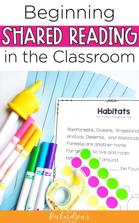 Use big books and poems in shared reading to teach your students reading strategies and phonics lessons! Find out how, the tools you'll need, and see a weekly guide for your kindergarten, first grade, and second grade classroom. Shared Reading Kindergarten, Shared Reading Activities, Second Grade Classroom, Interactive Writing, Big Books, Balanced Literacy, Phonics Lessons, Kindergarten Lesson Plans, Teaching First Grade