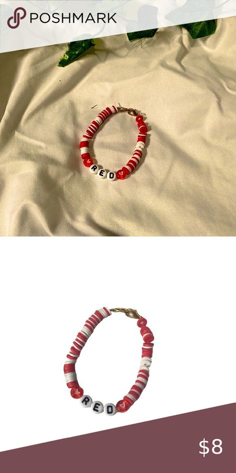 RED - Taylor Swift album - Claybead Bracelet Red Taylor Swift Bracelet, Red Bracelet Taylor Swift, Claybead Bracelet, Swift Bracelet, Red Taylor Swift, So Make The Friendship Bracelets, Make The Friendship Bracelets, Beaded Braclets, Bracelet Inspo