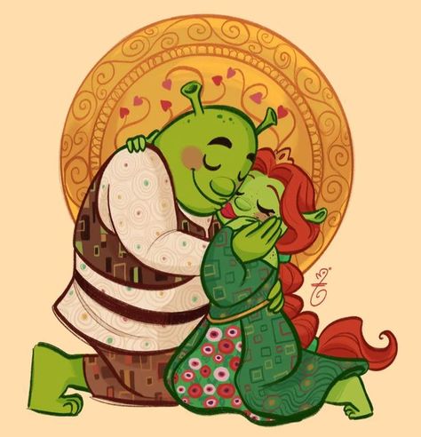 Grinch And Martha May Fanart, Human Shrek Fanart, Kawaii Shrek, Shrek Illustration, Shrek Fanart, Cute Shrek, Shrek Art, Shrek Characters, Shrek Drawing