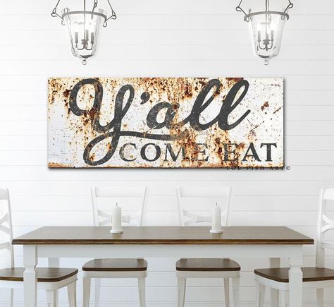 Dining Room Sayings Wall Art, Seasoned With Love Sign, Vintage Metal Signs Kitchen Wall Decor, Coastal Country Dining Room, Western Farmhouse Dining Room, Western Kitchen Signs, Eat Signs For Kitchen, Country Signs Farmhouse Style, Kitchen Wall Decor Ideas Farmhouse Style