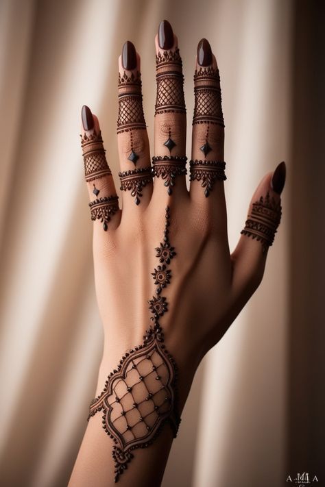 Mehendi Design Unique Latest, Henna Designs Geometric, Small Hand Henna Designs, Latest Mehendi Designs For Hands Unique, Mehendi Unique Designs, Elegant Henna Designs Simple, Geometric Mehndi Designs, Latest Mehendi Trends, Mehendi Designs For Hands Arabic