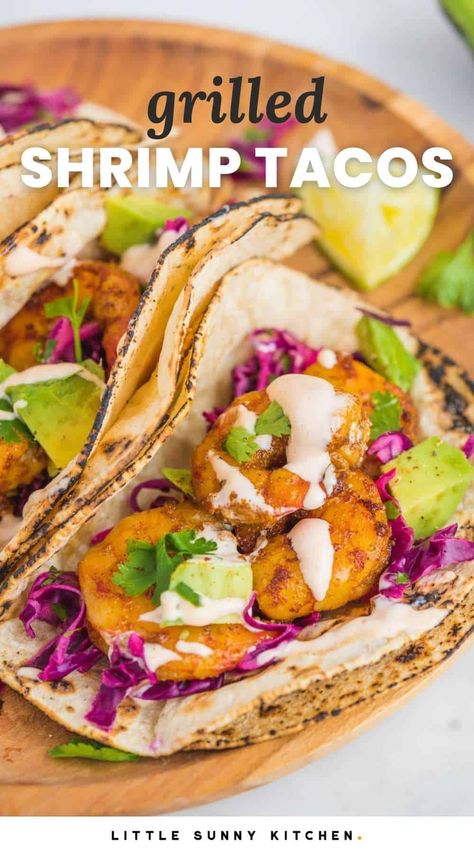 Shrimp Tacos On Blackstone Griddle, Shrimp Tacos Spicy Mayo, Black Stone Shrimp Tacos, Grilled Shrimp Tacos With Cabbage Slaw, Shrimp Tacos Marinade, Mexican Shrimp Marinade, Shrimp Marinade For Tacos, Shrimp Taco Marinade, Shrimp Tacos With Slaw