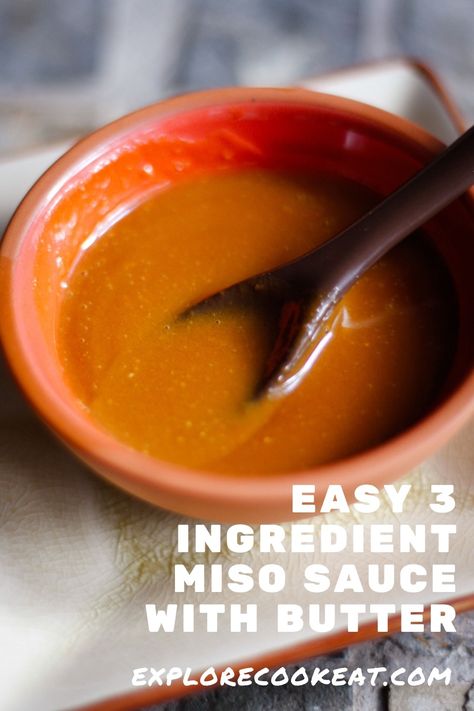 A red bowl containing miso sauce with butter and a spoon.  The bowl is on top of a square plate. Miso Paste Uses, Asian Sauces, Miso Sauce, Truffle Sauce, Miso Butter, Butter Pasta, Peanut Butter Sauce, Asian Sauce, White Miso