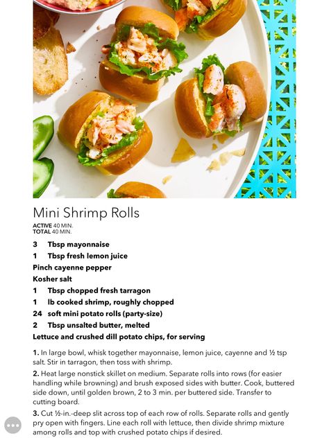 Mini Shrimp Rolls, Shrimp Sandwich, Dill Potatoes, Shrimp Rolls, Mini Potatoes, Mini Rolls, Potato Roll, Burgers Sandwiches, Savory Recipes