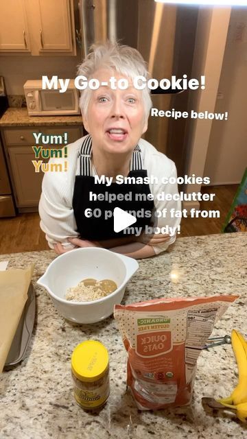 Sandy Marthaler on Instagram: "Sandy’s Smash Cookies 
1 cup oats 
2 over-ripe bananas
2 Tablespoons any kind of nut butter or sunflower seed butter if you have a nut allergy. 
Put it all in a bowl and start smashing. Can and a little water if need to.  Form into 8 mounds on a baking pan.  Slide into a 350 degree oven for about 25 minutes.  Makes 8 cookies.  4 cookies make one breakfast serving.  They freeze well! Can add nuts, cocoa, pumpkin seeds, dried fruit, coconut and spices.you name it! My favorite for holiday cookies is pistachio and dried cranberries.  I also like Lily’s brand of dark chocolate chips (no sugar). 
For eating, I like to declutter the toxic stuff and sugar is one of them.  I like to keep things simple, cheap and quick!  And there you have it, the Declutter Coach’s fav Smash Cookies, Sunflower Seed Butter, Baked Desserts, Nut Allergy, Sugar Free Cookies, Breakfast Sweets, Healthier Choices, Ripe Bananas, Health Snacks