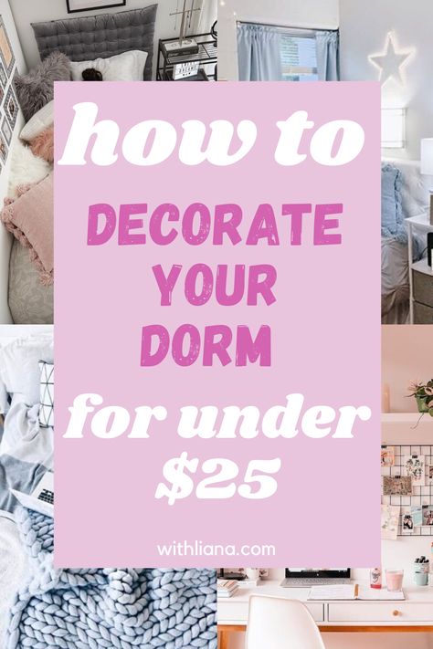 Cheap College Dorm Room Ideas, Shein Dorm Decor, Cheap Dorm Decor Ideas, Dormroom College Decor Ideas, Dorm Decor Simple, Dollar Tree Dorm Decor, Dorm Decor Ideas Wall Decorations, Decorating College Dorm, Simple Dorm Wall Decor