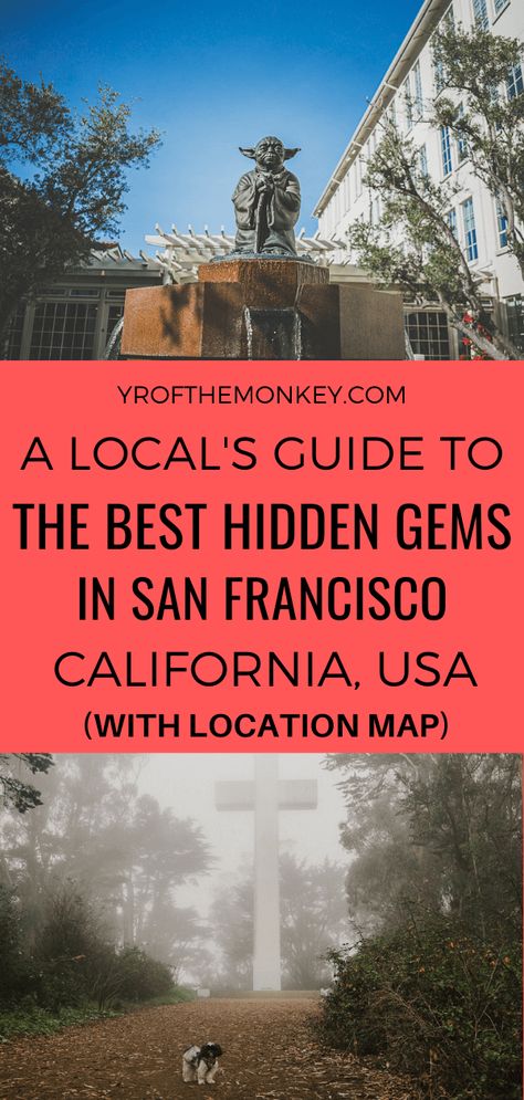 Looking for hidden gems in San Francisco? Then read this local's guide to the best San Francisco secrets, offbeat attractions and hidden wonders. Pin this to your San Francisco or California board now! #sanfrancisco #USA #America #California #sanfranciscotourism #sanfranciscohiddengems #secretspotsinsanfrancisco #sanfranciscovacation #californiavacation #localsguide California Activities, America California, San Francisco Travel Guide, California Travel Guide, Vacation Usa, San Francisco Travel, Us Destinations, Usa Travel Destinations, Travel Info